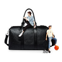 black cool leather duffle bag for men and women