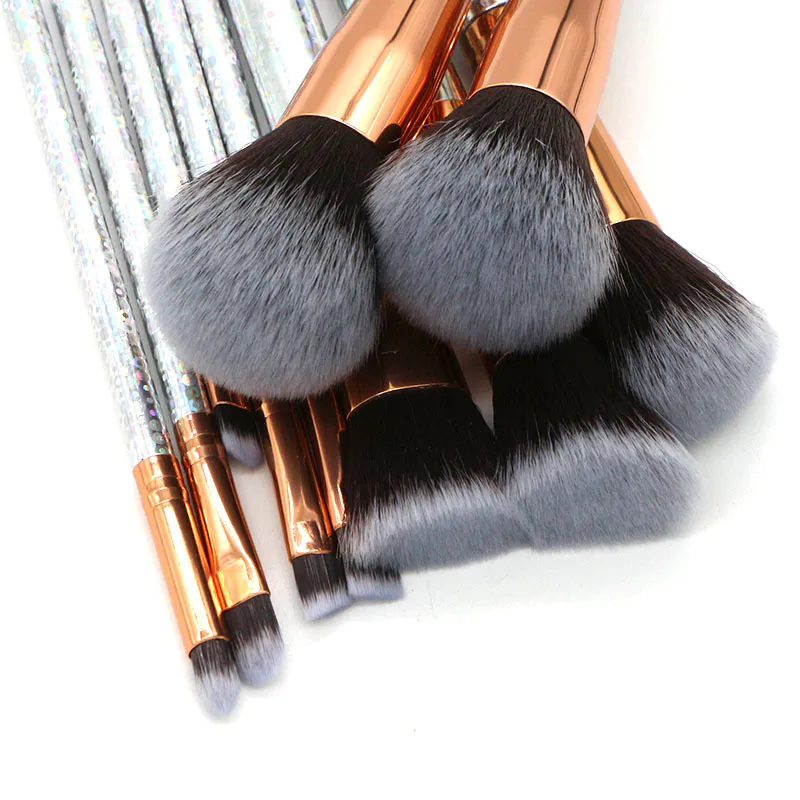 10pcs Glitter Set with Cosmetic Bag Shiny Star Crystal marble Makeup Brush