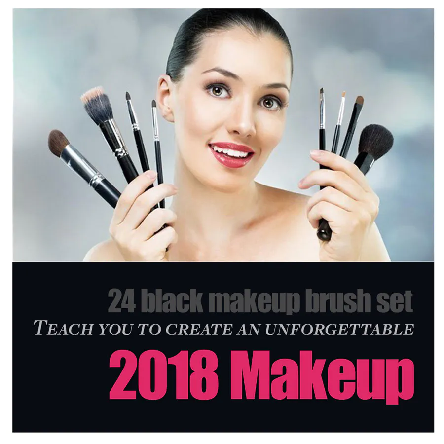 Rotating Cosmetic Box Lip Foundation Custom Set Organizer 24pcs Makeup Brush
