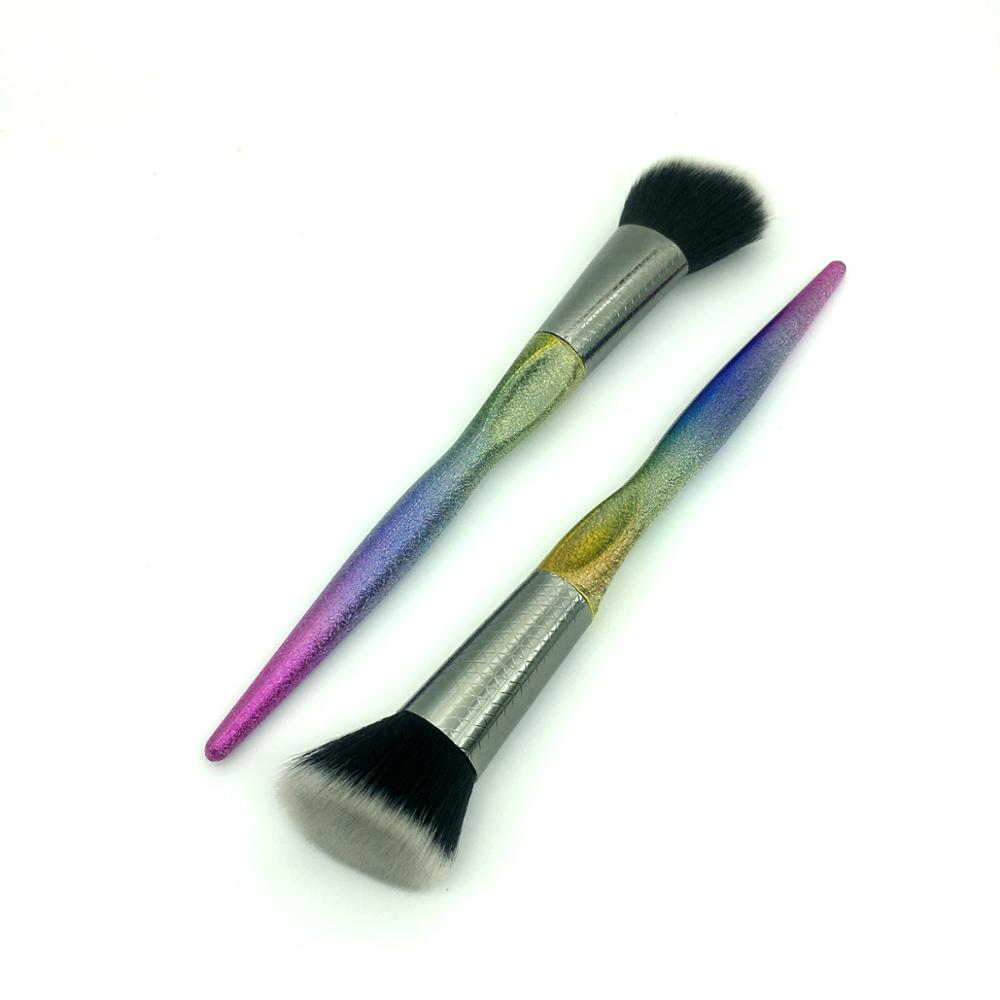 Nuovo stile unicorno 4 pezzi pennello cosmetico manico in plastica etichetta privata set di pennelli per trucco arcobaleno