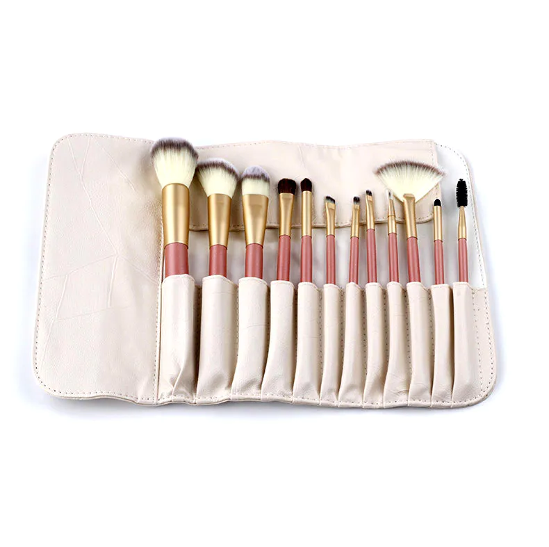 Ensemble de 12 pinceaux de maquillage haut de gamme de qualité supérieure avec pochette de luxe