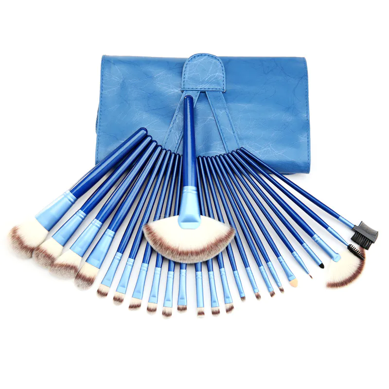 Set di pennelli per trucco blu essenziale da viaggio con spazzole per trucco di vendita calde