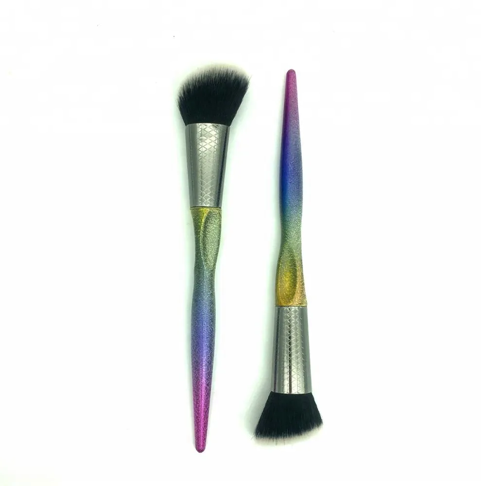 New Unicorn Style 4pcs Cosmetic brush Plastic Handle Private Label Rainbow Makeup Brush Set