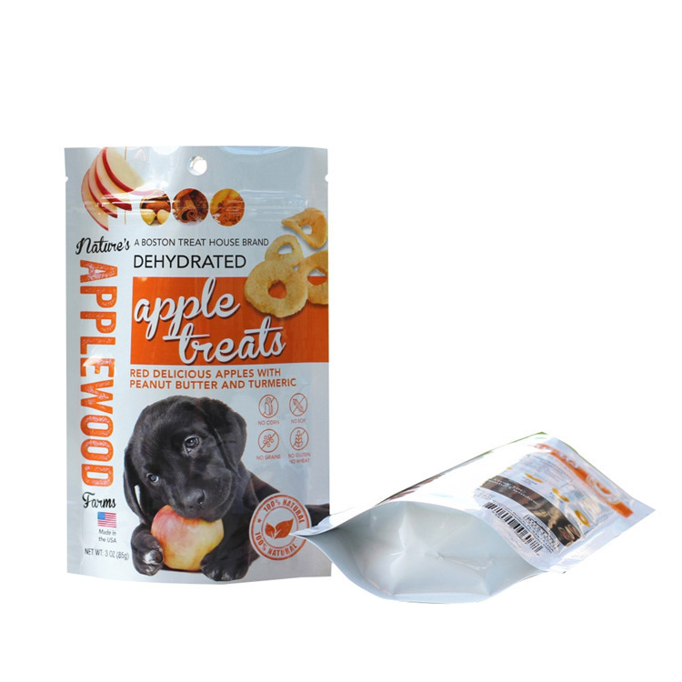 Custom resealable flat bottom foil plastic stand up ziplock pouch pet food packaging bag