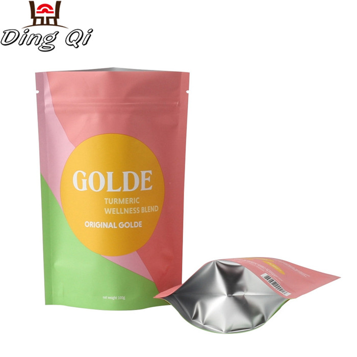 Food grade aluminum foil biodegradable food stand up pouch ziplock plastic protein powder packaging