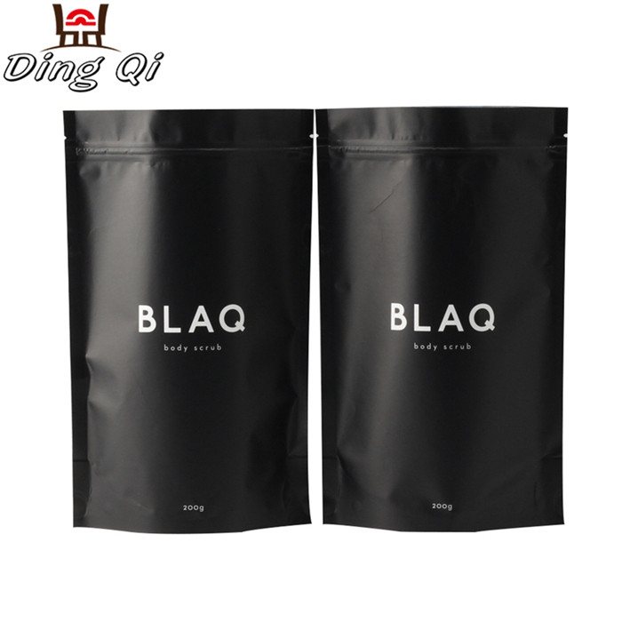 Biodegradable stand up packaging pouch ziplock plastic aluminum foil matt black cellophane bags