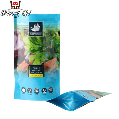 Aluminum foil ziplock plastic stand up biodegradable food packing bags chia seed packaging