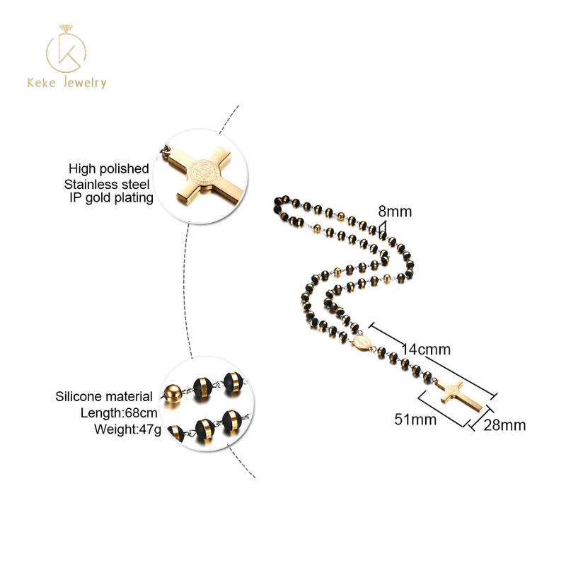 Stainless steel jewelry wholesale 68CM golden cross sweater accessories necklace NC-372
