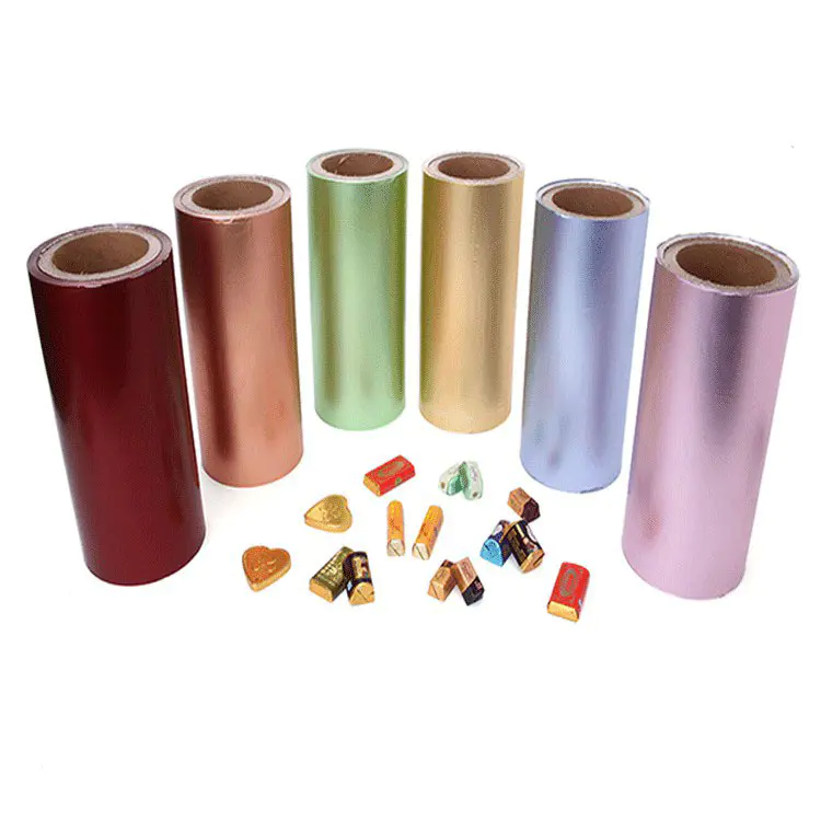 Colored chocolate candy aluminum foil wrapper in roll type