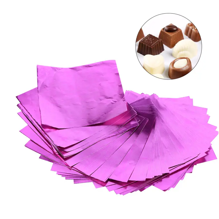Pink color pure aluminum foil for heart shape chocolate wrapping