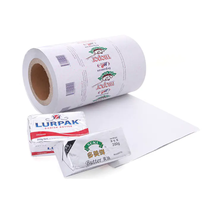 Verified Supplier Wholesale Price Food Grade Printed Logo Butter Aluminum Foil Laminated Paper