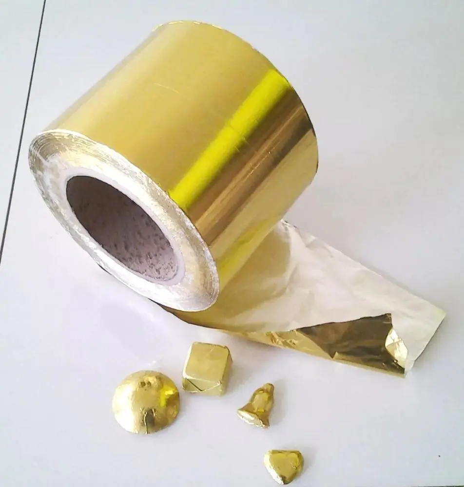 Gold Aluminum Chocolate Foil Wrapping Roll, Aluminum Foil for Chocolate Wrapping