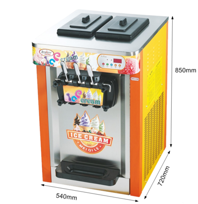 Popular Summer Commercial Durable Orange Panel Tabletop 3 Flavors Soft Ice Cream Makers