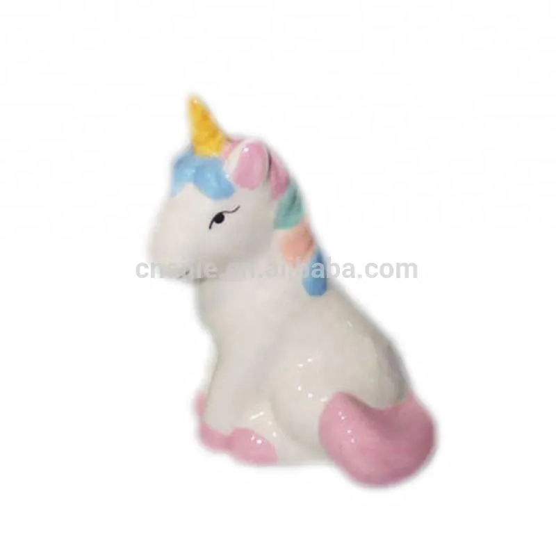 Custom hand painting mini unicorn statue ceramic figurine for kids gifts