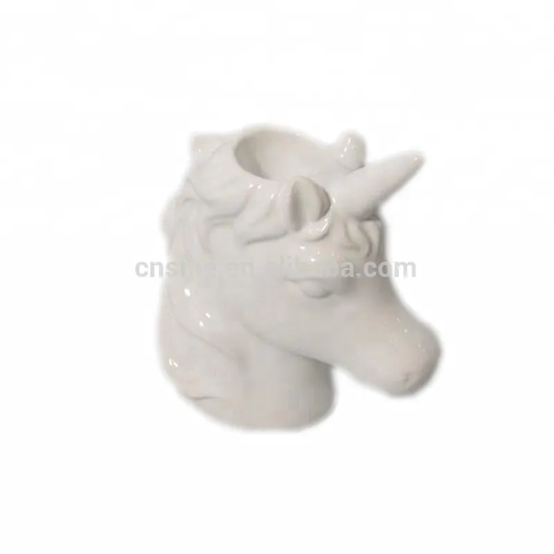 Wholesale ceramic decorative white unpainted unicorn figurines