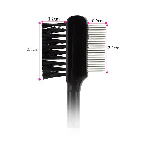High quality portable black double side eyelash brush dual use eyelash comb