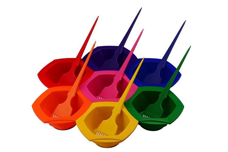 7pcs/set Colorful Hair Dying Brushes Plastic Stirring Bowl Pro Salon Barber Hairdressing Set