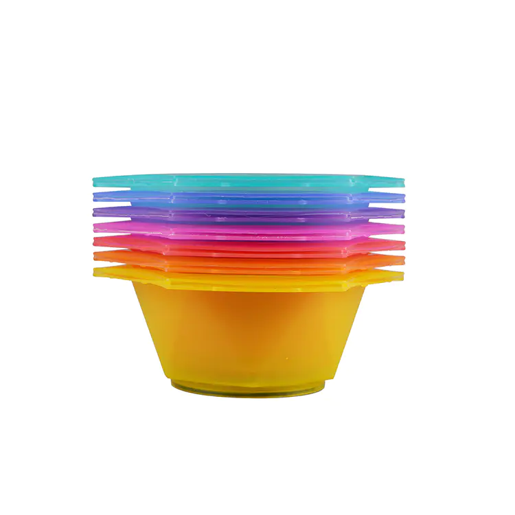 Salon plastic colorful rainbow recycle tint bowl and brush set