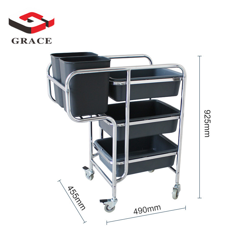 GRACE Stainless Steel dishes collecting trolley for kitchen
