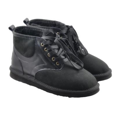 HQB-MS020 OEM customized premium quality winter thermal fashion style genuine sheepskin snow boots for men.