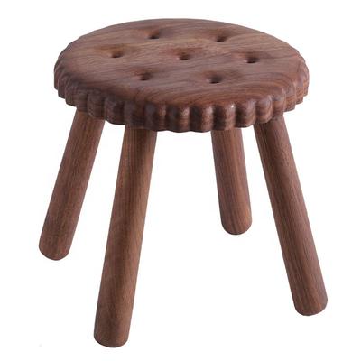 custom delicate small kids natural wooden stools cookie shape beech walnut wood stool