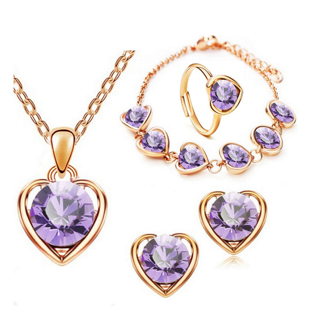 Gold Ring 925 Sterling Silver Fashion Pendant Necklace Women Jewelry Set