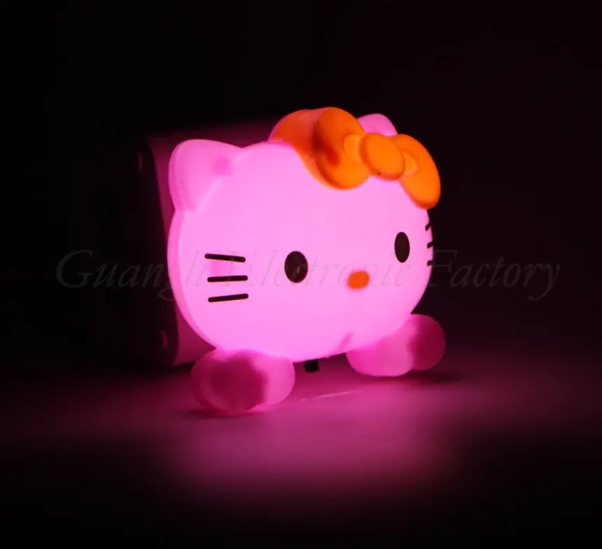 W085 4SMD mini switch plug in cat with cute bowtie night light For Baby Bedroom wall decoration