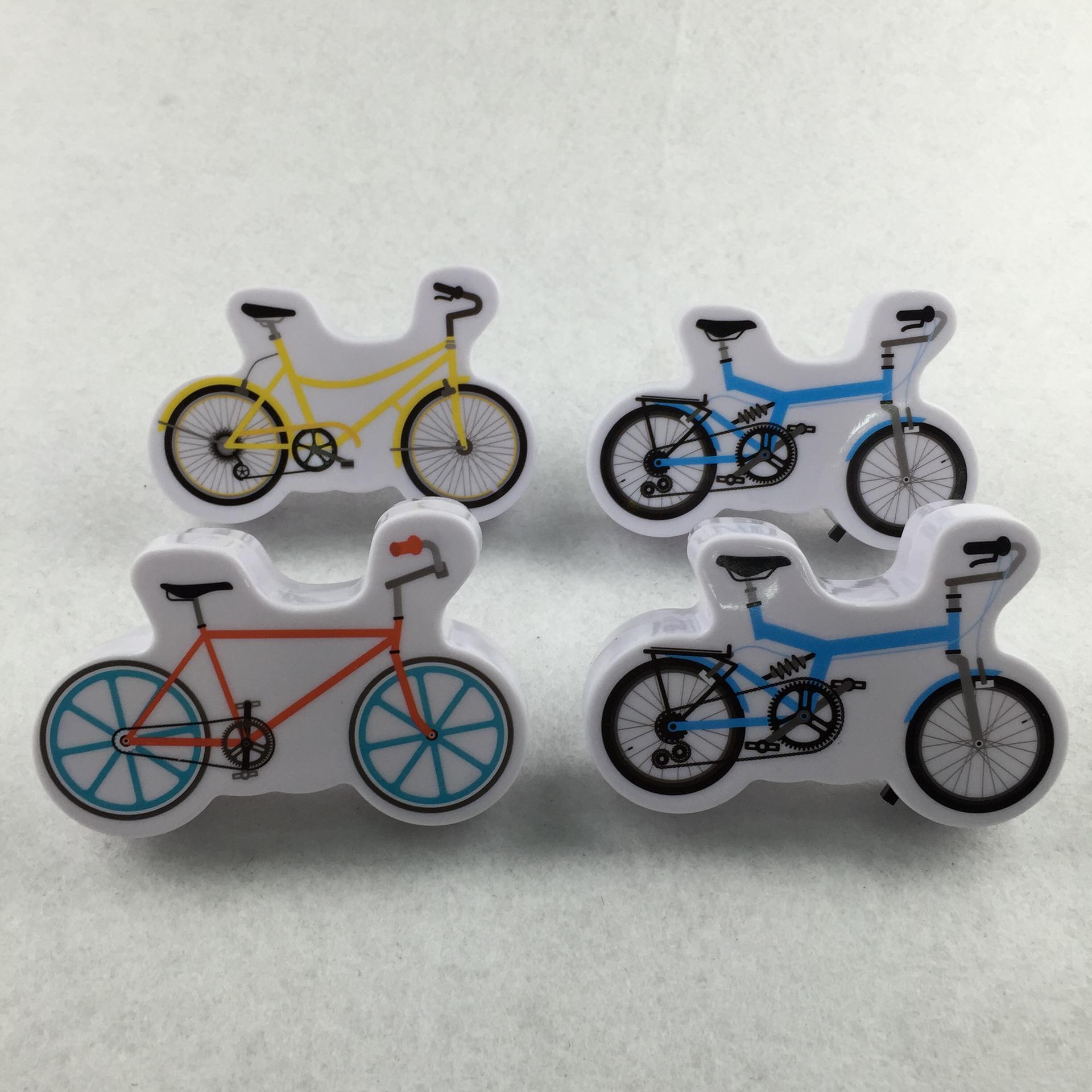 W095 Cartoon bicycle 4 SMD mini switch plug in room usage withnight light wall decoration child gift