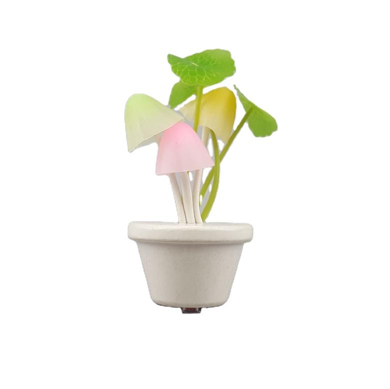 OEM Novelty Mushroom flower and leave shape wall night light mini switch plug in decoration in home