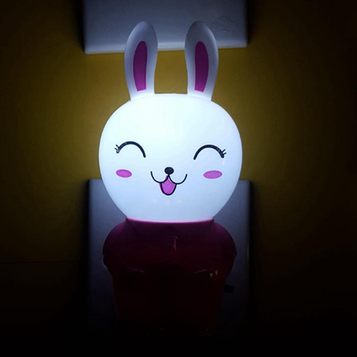 W123 Happy smile rabbit lamp switch plug in led night light For Baby Bedroom wall decoration
