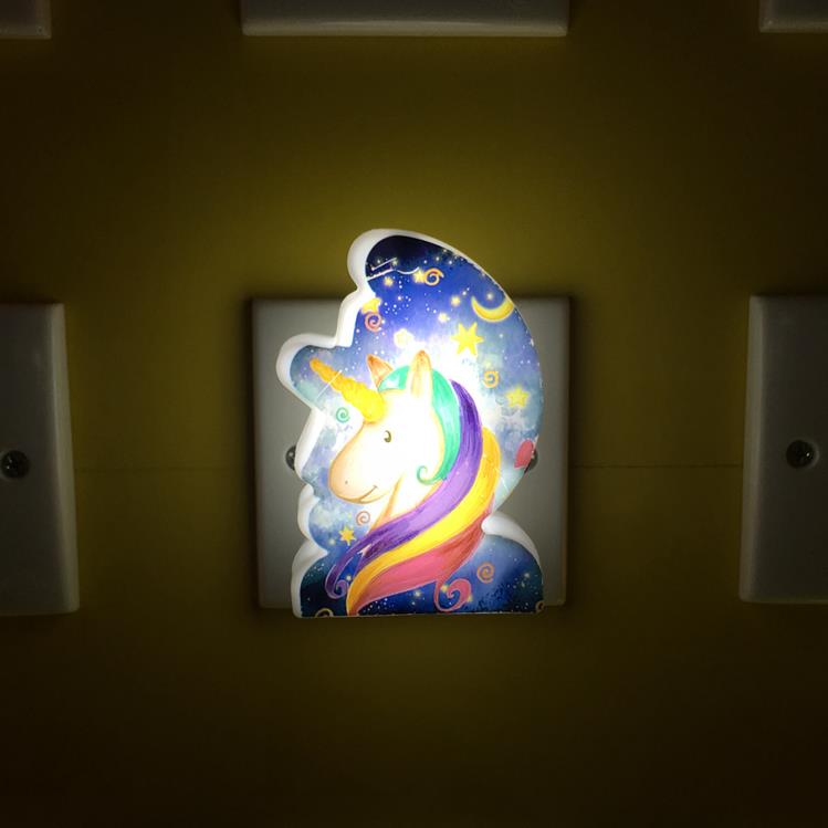 OEM W089 4SMD mini switch plug in moon and star Unicorn room usage night light For Baby Bedroom cute gift