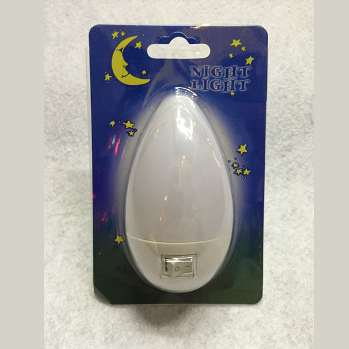 OEM mini switch plug in night light with 0.6W 3SMD AC 110V or 220V W040 White color water drop shape LED SMD