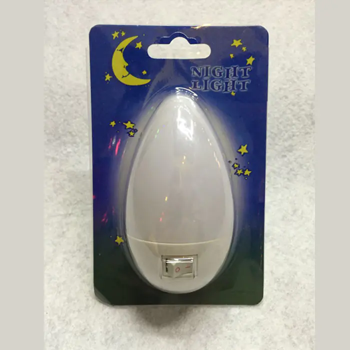 OEM mini switch plug in night light with 0.6W 3SMD AC 110V or 220V W040 White color water drop shape LED SMD