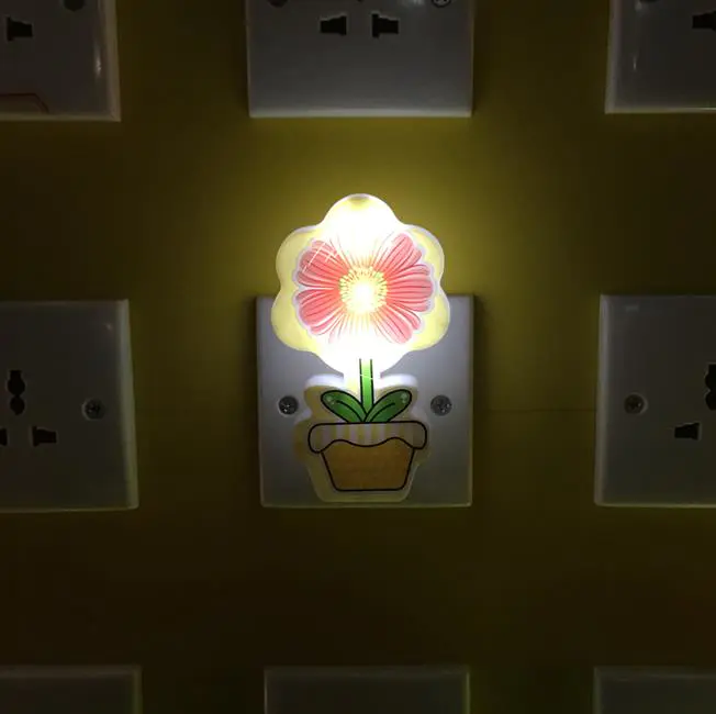 W075 OEM mini switch plug in flower pot night light cute gift For Children Baby Bedroom
