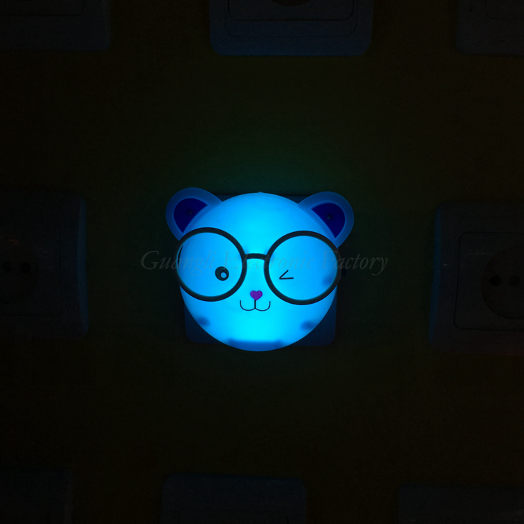 OEM W100 mini bear with glasses switch plug in led night light For Baby Bedroomwall decoration children gift