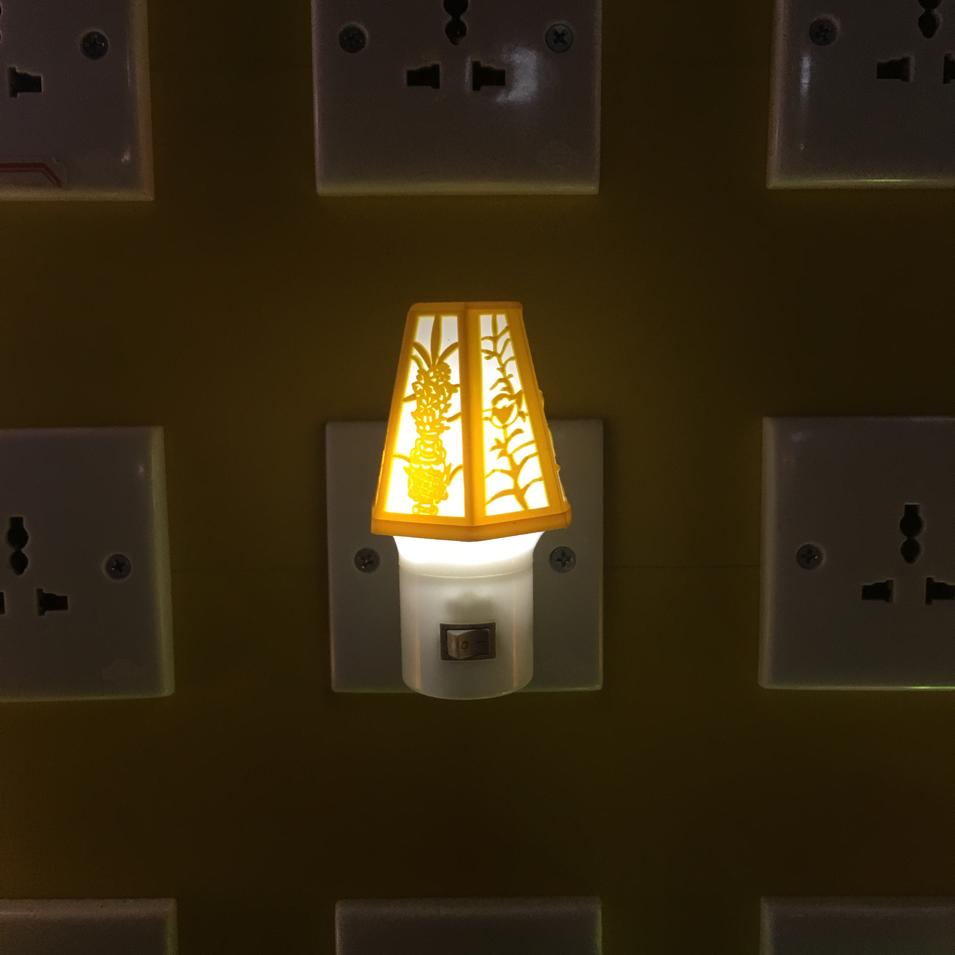 OEM Carved design shape 4SMD mini switch plug in LED night light for decoration W056