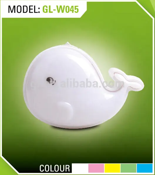 W045 cute cartoon whale shape 3SMD mini switch plug in night light 0.6W AC 110V or 220V