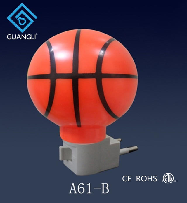 A61-B basketball plastic mini plug in night light on off with bulb CE ROHs certificate approved