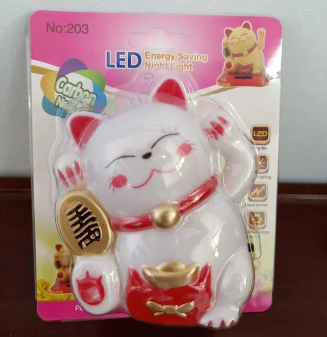 OEM W093 Fortune lucky Cat with Flower LED SMD mini switch plug in night light room usage
