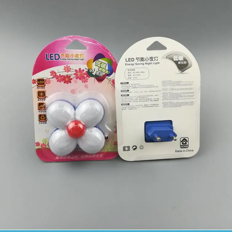 OEM GL-W092 Four Leaf Clover flower 4 SMD mini switch plastic material plug in children gift night light