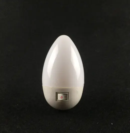 OEM mini switch plug in night light with 0.6W 3SMD AC 110V or 220V W040 White color water drop shape LED SMD