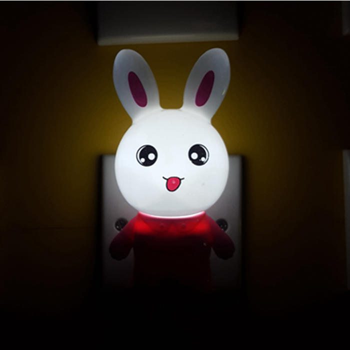 W124 pink rabbit lamp switch plug in led night light For Baby Bedroom wall decoration child gift