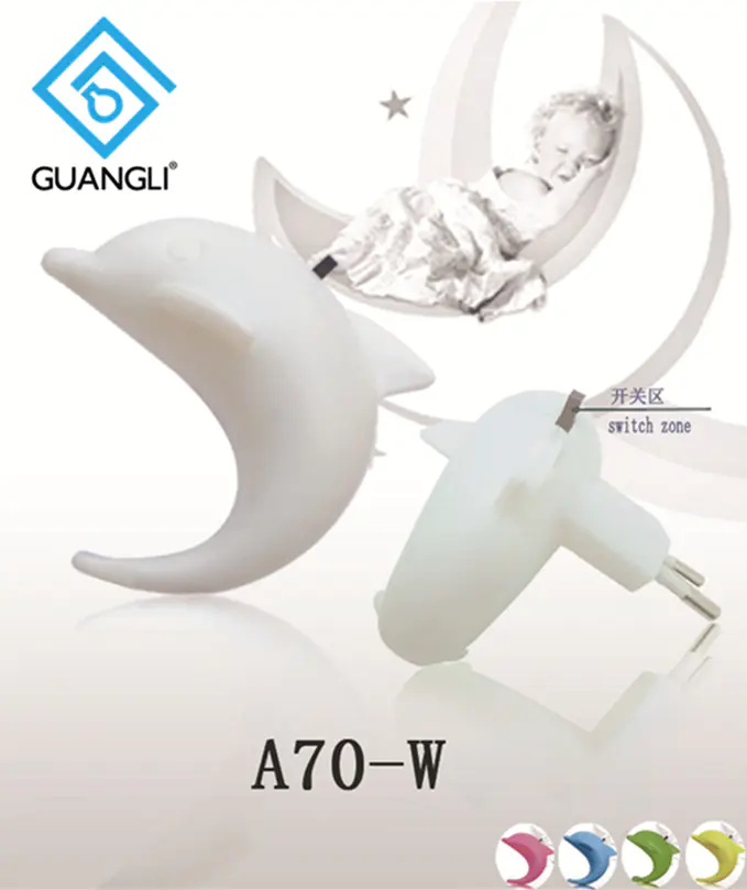 plug in night light with 0.6W and 110V or 220V Dolphin shape baby LED mini switch