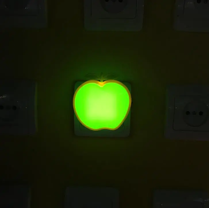 OEM W088 switch plug in creative fruits apple with leaf led night light For Children Baby Bedroom room usage