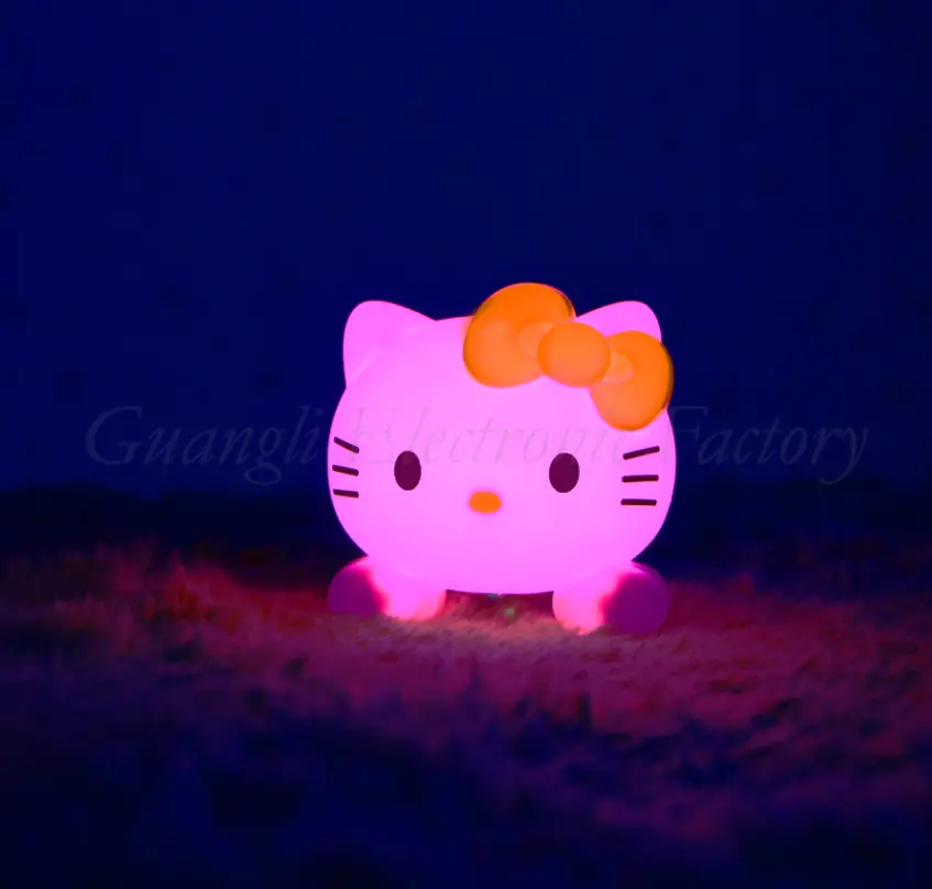 W085 4SMD mini switch plug in cat with cute bowtie night light For Baby Bedroom wall decoration