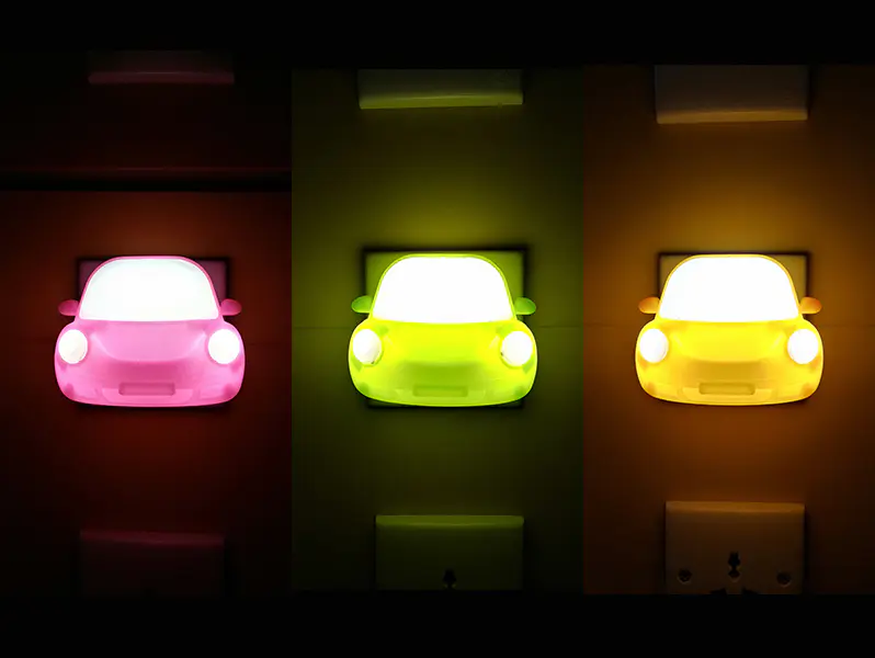 OEM 0.6W and 110V or 220V W044 toy car shape 4 SMD Indoor night lamp plug in night light Electric LED switch kids night light