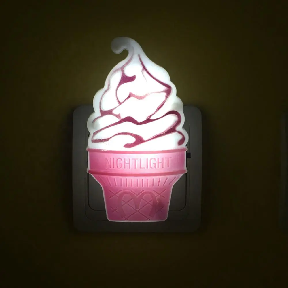 GL-W036 Pink Ice Cream Night Light Model Toys Children Kid Bedroom Decor Gift sensor plug in lighting