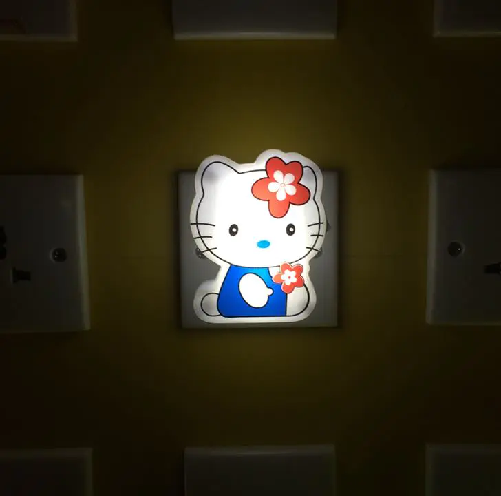 OEM W080 White cute cat shape with Flower LED SMD mini switch plug in night light with 0.6W and 110V or 220V