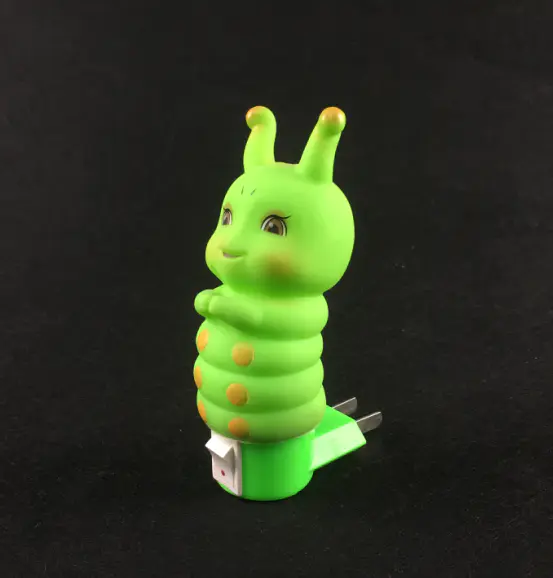 W059 Plastic Caterpillar silicone shape 4SMD mini switch plug in night light with 0.6W AC 110V 220V