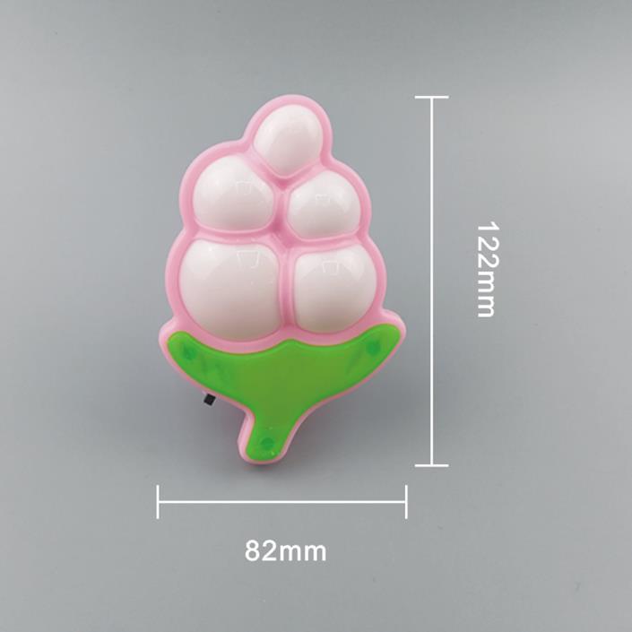 OEM W084 Fruit grape shape LED mini switch plug in plastic LED night light with 0.6W and 110V or 220V